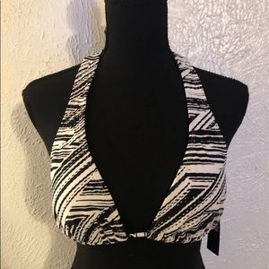 Ingear Bikini top black and white with silver beads on strings